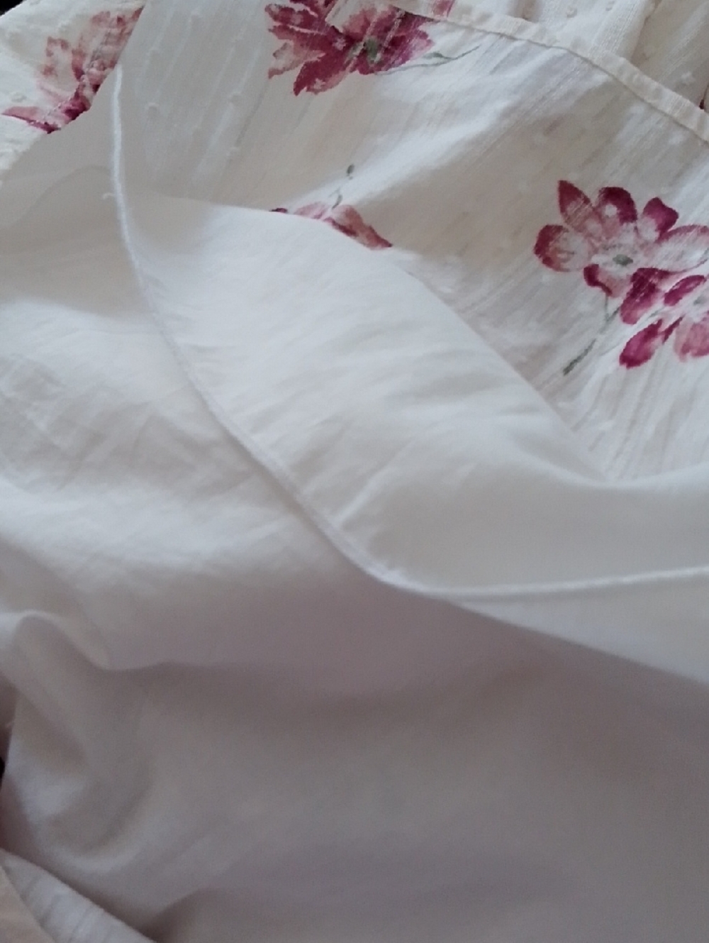 Cream Midi Dress with Pink Floral Print and Puff Sleeves - Picture 7 of 7